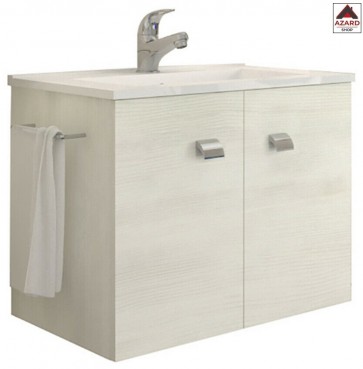 Mobile bagno sospeso con lavabo moderno legno bianco rovere 60 cm salvaspazio
