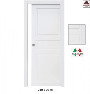Porta da interno interna scorrevole in legno laminato con telaio bianca 210x70
