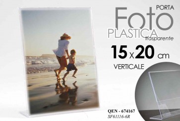 Cornice portafoto in plastica trasparente verticale 15x20 cm