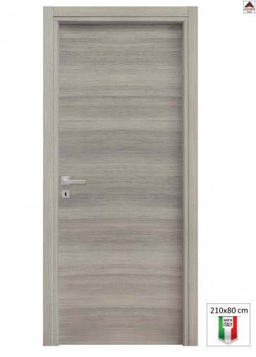 Porta interna a battente in legno mdf laminato reversibile rovere grigio 210x80