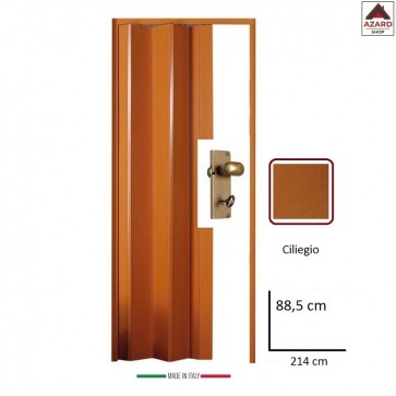 Porta a soffietto su misura in PVC effetto legno ciliegio 88,5x214 da interno