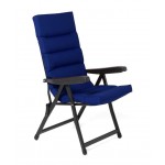 Sedia sdraio in acciaio regolabile 6 posizioni con braccioli cuscino blu