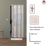 Porta a soffietto su misura in PVC con vetrini vetro satinato scorrevole legno