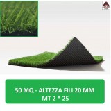 MQ 50 - Prato sintetico moquette tappeto erba finta manto erboso giardino 20 mm