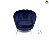 Poltrona poltroncina da salotto camera sedia relax in velluto blu design vintage