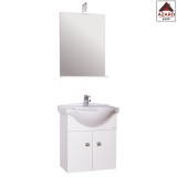 Mobile bagno sospeso con lavabo e specchio 2 ante bianco in legno mdf completo
