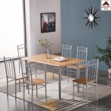Tavolo da pranzo con 6 sedie set mobili in legno acciaio cucina 140X80 cm