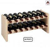 Cantinetta vino portabottiglie in legno naturale kit 16 posti modulare impilabile
