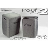Set 2 pouf contenitore rettangolari tessuto grigio art. 591235