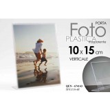 Cornice portafoto in plastica trasparente verticale 10x15 cm