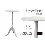 Tavolo tavolino tondo bianco in legno 30x30x55 cm