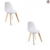 PZ 2 - Sedia in legno moderna seduta plastica bianca design soggiorno cucina