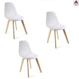 PZ 3 - Sedia in legno moderna seduta plastica bianca design soggiorno cucina