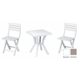 Set 'duetto resina' tavolo + 2 sedie bianco