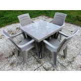 Tavolo tavolino giardino in resina 79x79x72h cm con gambe incrocio
