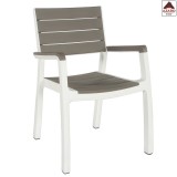 Poltrona sedia impilabile da giardino per esterno in resina effetto legno bianca