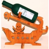 Porta bottiglie vino in legno bamboo 31x25 cm nave pirata portabottiglie arredo