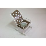 Porta tealight sedia dondolo portacandela con vaso grigio cm 13x9x9